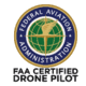 A green background with the faa certified drone pilot logo.